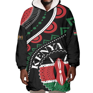 Personalized Kenya Wearable Blanket Hoodie Harambee African Pattern - Coat of Arms Design