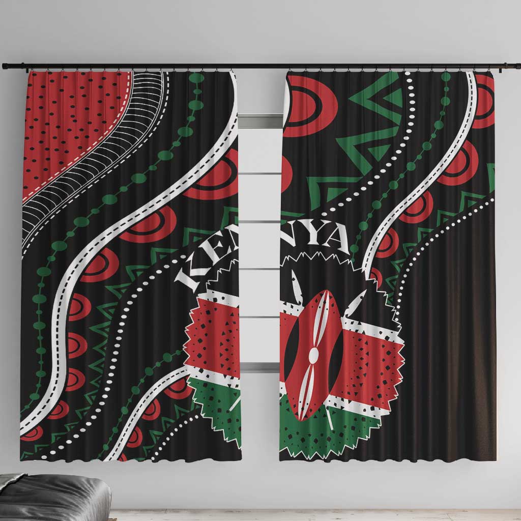 Kenya Window Curtain Harambee African Pattern - Coat of Arms Design