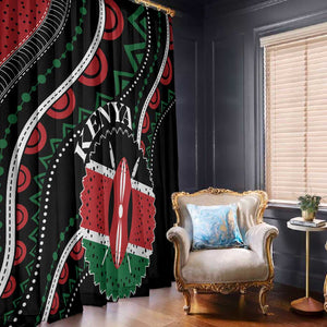 Kenya Window Curtain Harambee African Pattern - Coat of Arms Design