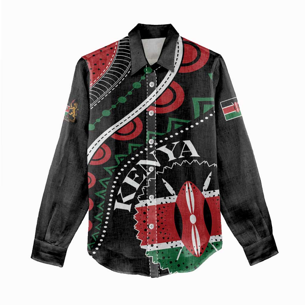 Personalized Kenya Women Casual Shirt Harambee African Pattern - Coat of Arms Design LT01