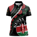 Personalized Kenya Women Polo Shirt Harambee African Pattern - Coat of Arms Design