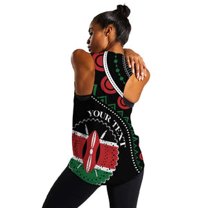 Personalized Kenya Women Racerback Tank Harambee African Pattern - Coat of Arms Design