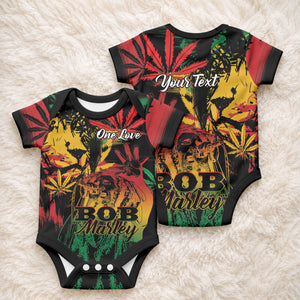 Personalized Reggae King Marley One Love Baby Onesie Rastafarian Lion Grunge