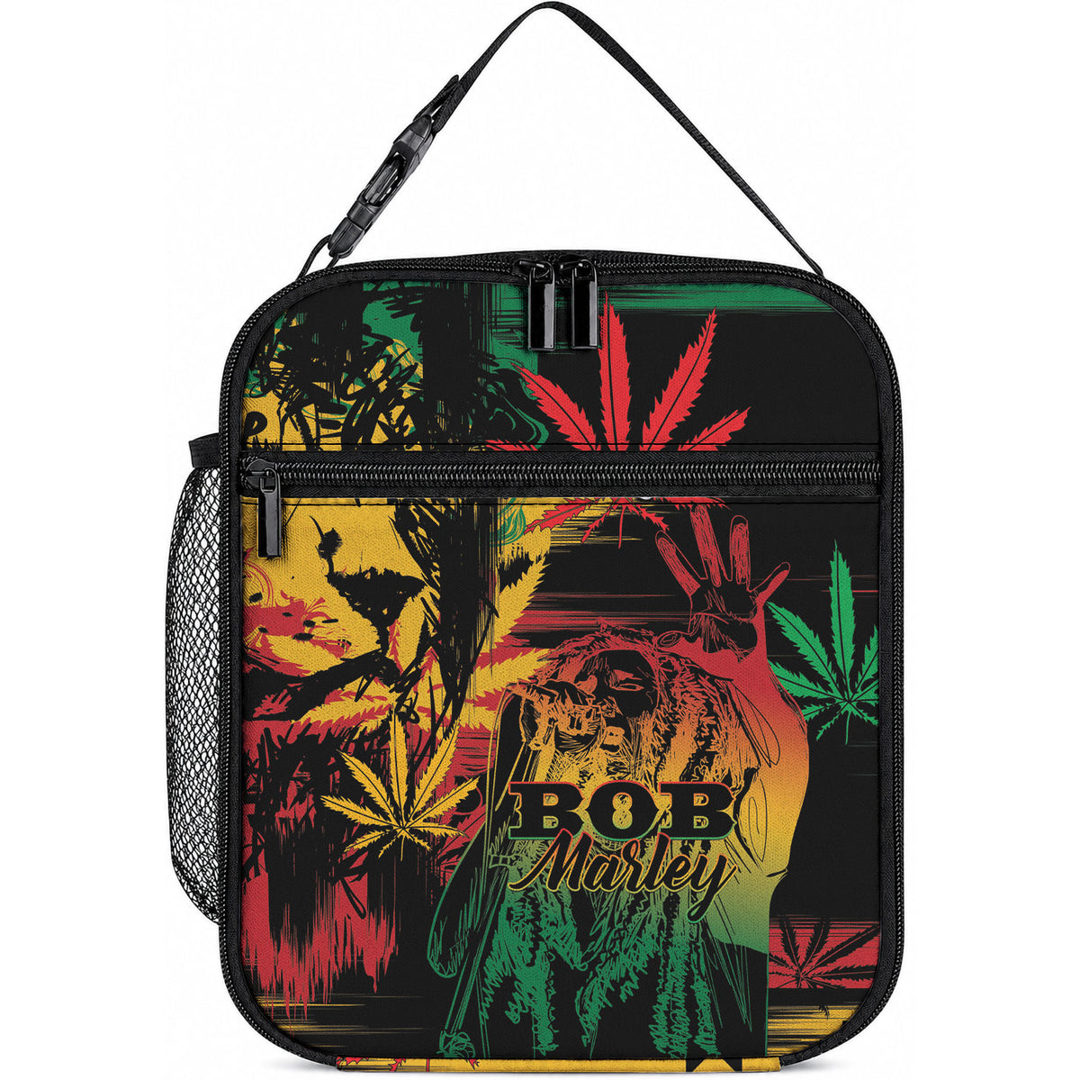 Reggae King Marley One Love Lunch Bag Rastafarian Lion Grunge