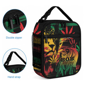 Reggae King Marley One Love Lunch Bag Rastafarian Lion Grunge