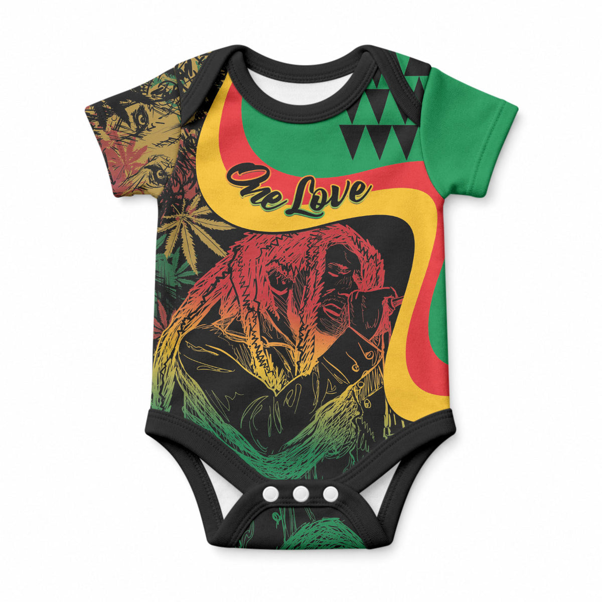 Personalized Legend Reggae Marley Baby Onesie Kakau Jawaiian