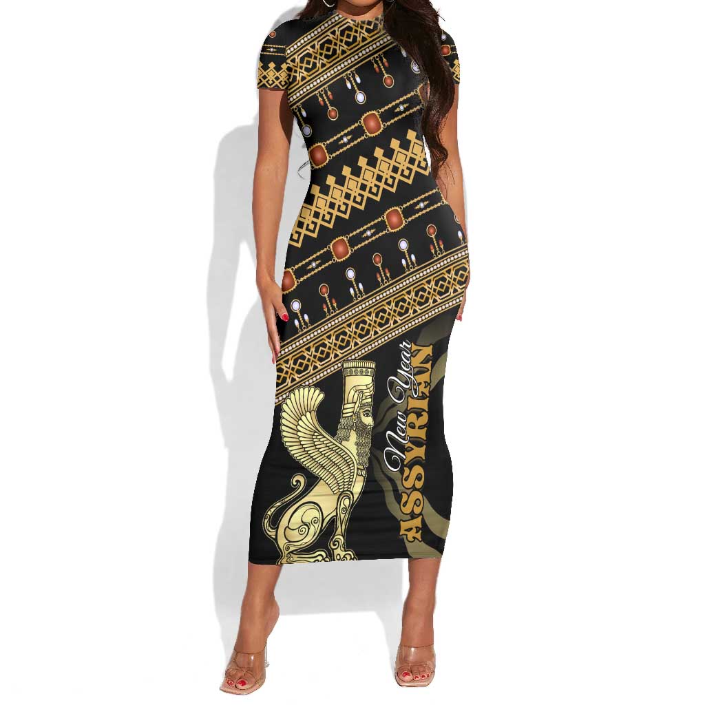 Assyrian New Year Short Sleeve Bodycon Dress Akitu 6774 Kha B Nissan