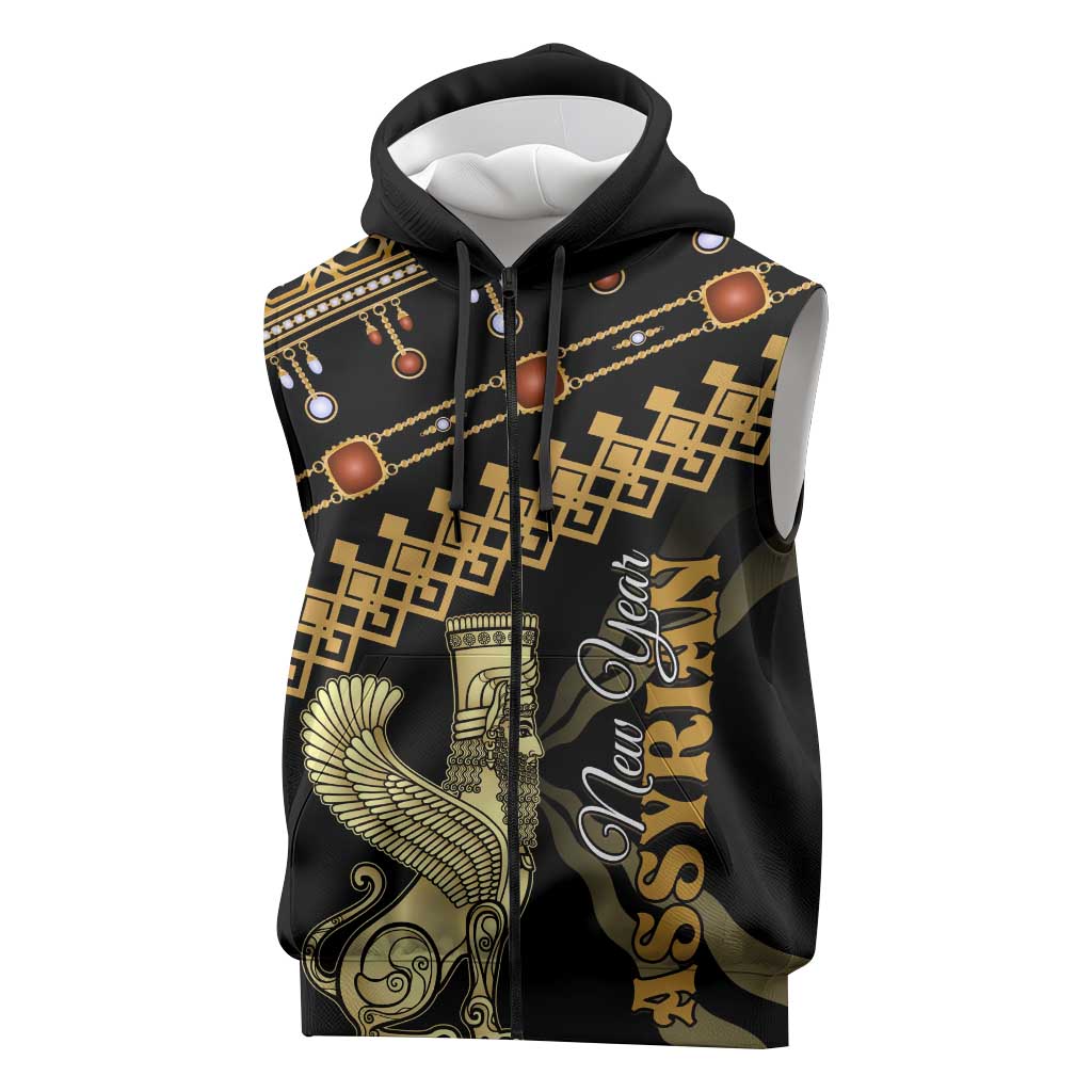 Assyrian New Year Sleeveless Zip Hoodie Akitu 6774 Kha B Nissan - African Pride