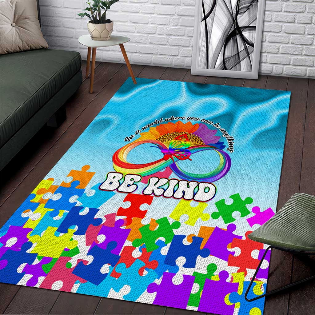 World Autism Awareness Day 2024 Area Rug In A World Where You Can Be Anything Be Kind