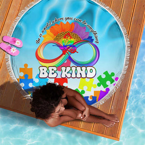 World Autism Awareness Day 2024 Beach Blanket In A World Where You Can Be Anything Be Kind