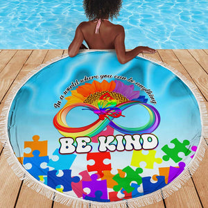 World Autism Awareness Day 2024 Beach Blanket In A World Where You Can Be Anything Be Kind