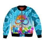 World Autism Awareness Day 2024 Bomber Jacket In A World Where You Can Be Anything Be Kind