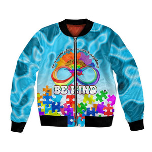 World Autism Awareness Day 2024 Bomber Jacket In A World Where You Can Be Anything Be Kind