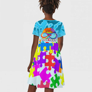 World Autism Awareness Day 2024 Kid Short Sleeve Dress In A World Where You Can Be Anything Be Kind