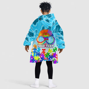 World Autism Awareness Day 2024 KId Wearable Blanket Hoodie In A World Where You Can Be Anything Be Kind