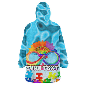 World Autism Awareness Day 2024 KId Wearable Blanket Hoodie In A World Where You Can Be Anything Be Kind