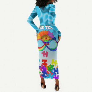 World Autism Awareness Day 2024 Long Sleeve Bodycon Dress In A World Where You Can Be Anything Be Kind