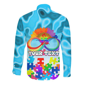 World Autism Awareness Day 2024 Long Sleeve Button Shirt In A World Where You Can Be Anything Be Kind