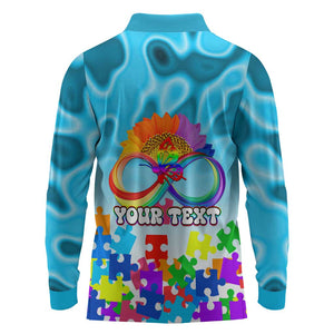 World Autism Awareness Day 2024 Long Sleeve Polo Shirt In A World Where You Can Be Anything Be Kind