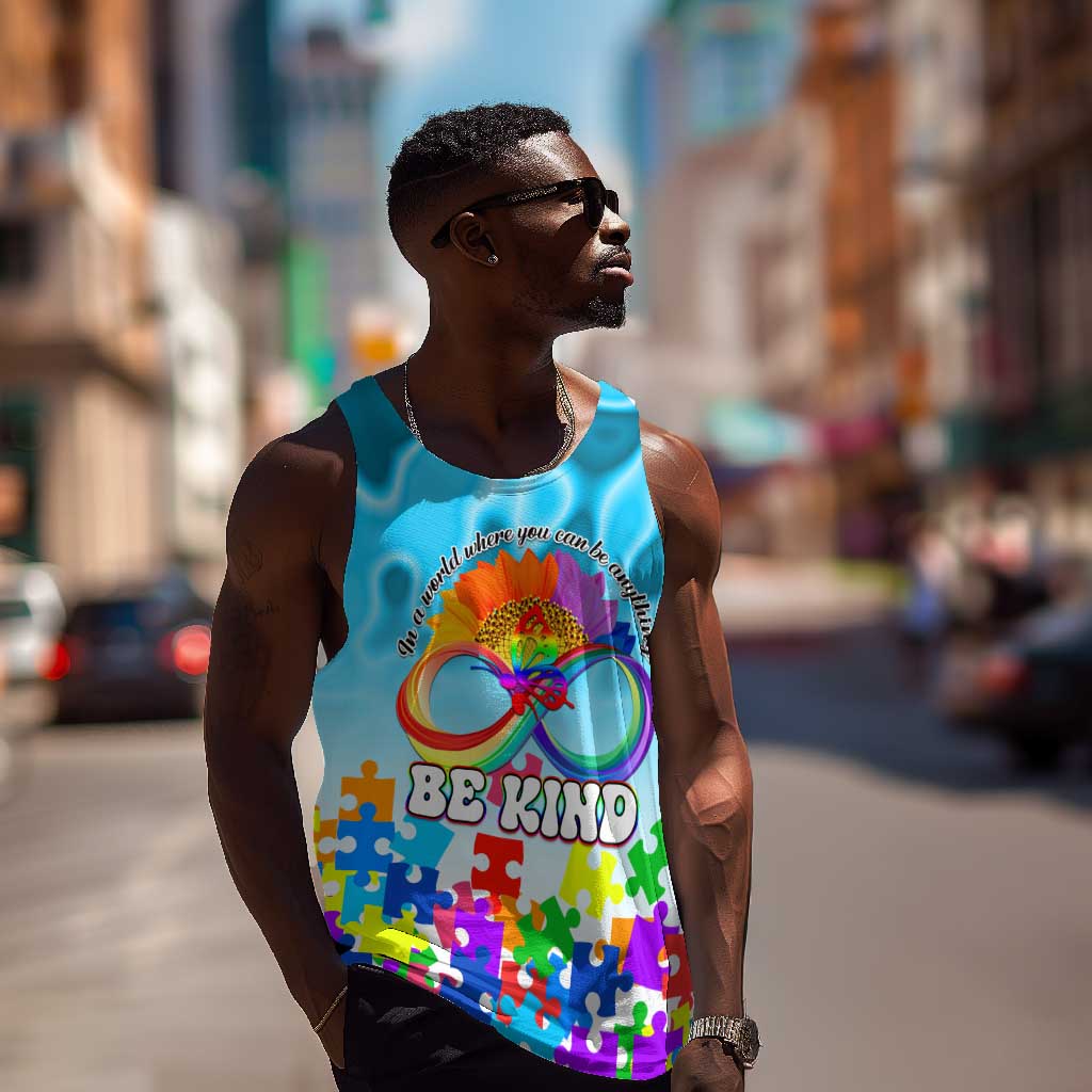 World Autism Awareness Day 2024 Men Tank Top In A World Where You Can Be Anything Be Kind