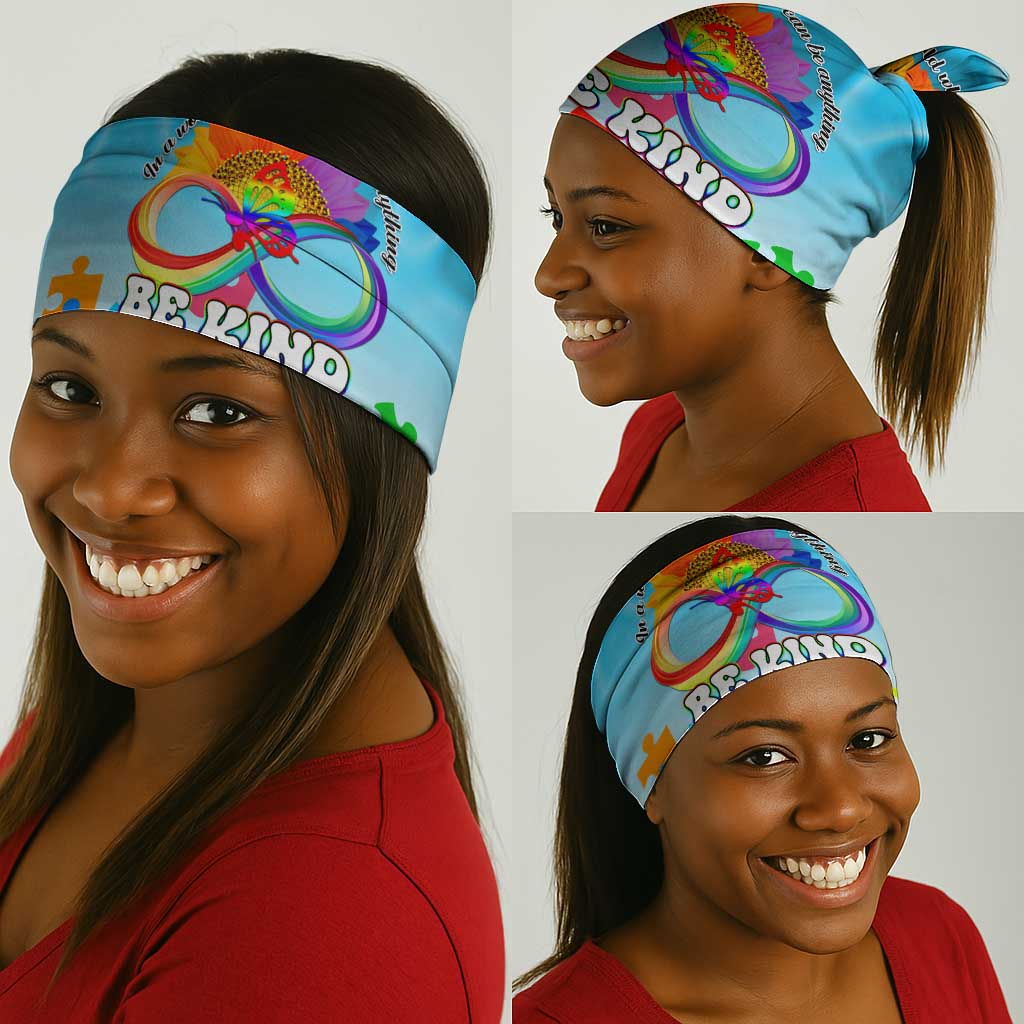 World Autism Awareness Day 2024 Neck Gaiter In A World Where You Can Be Anything Be Kind LT01