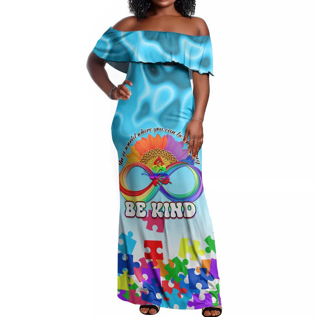 World Autism Awareness Day 2024 Off Shoulder Maxi Dress In A World Where You Can Be Anything Be Kind