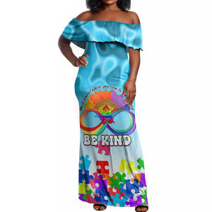 World Autism Awareness Day 2024 Off Shoulder Maxi Dress In A World Where You Can Be Anything Be Kind