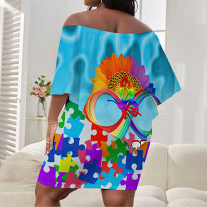 World Autism Awareness Day 2024 Off Shoulder Short Dress In A World Where You Can Be Anything Be Kind LT01