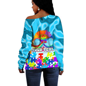 World Autism Awareness Day 2024 Off Shoulder Sweater In A World Where You Can Be Anything Be Kind