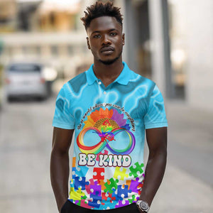 World Autism Awareness Day 2024 Polo Shirt In A World Where You Can Be Anything Be Kind