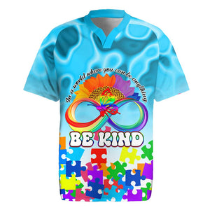 World Autism Awareness Day 2024 Rugby Jersey In A World Where You Can Be Anything Be Kind