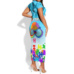 World Autism Awareness Day 2024 Short Sleeve Bodycon Dress In A World Where You Can Be Anything Be Kind