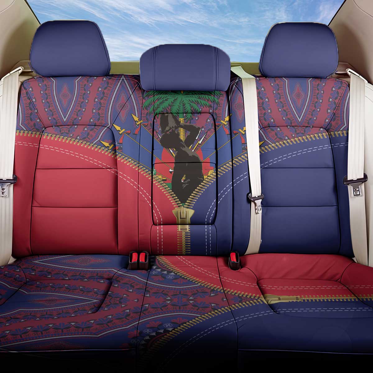 Afro Haiti Heritage Month Back Car Seat Cover Zipper Stylized
