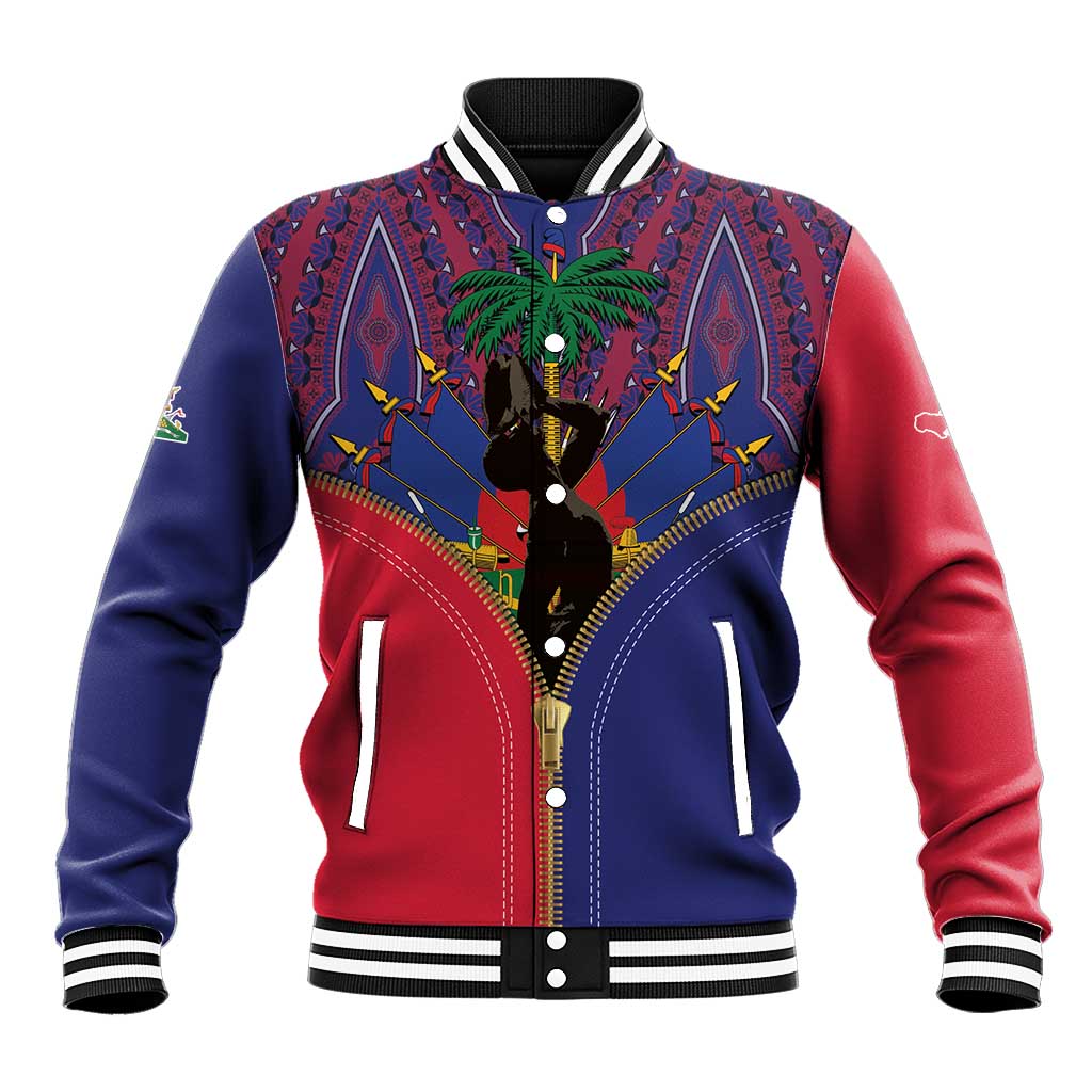 Afro Haiti Heritage Month Baseball Jacket Zipper Stylized