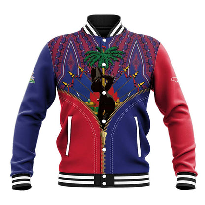 Afro Haiti Heritage Month Baseball Jacket Zipper Stylized