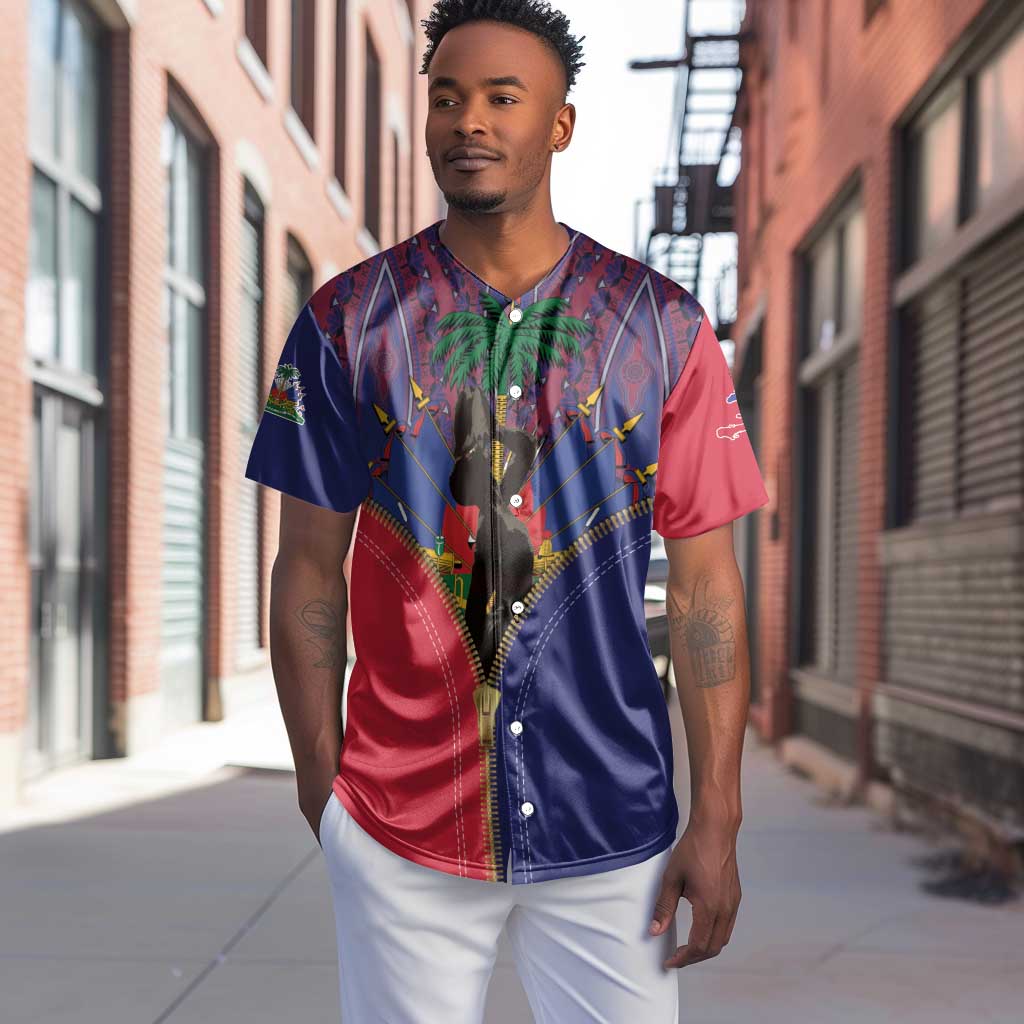Afro Haiti Heritage Month Baseball Jersey Zipper Stylized