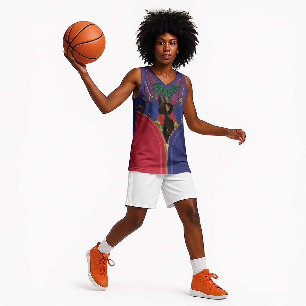 Afro Haiti Heritage Month Basketball Jersey Zipper Stylized LT01