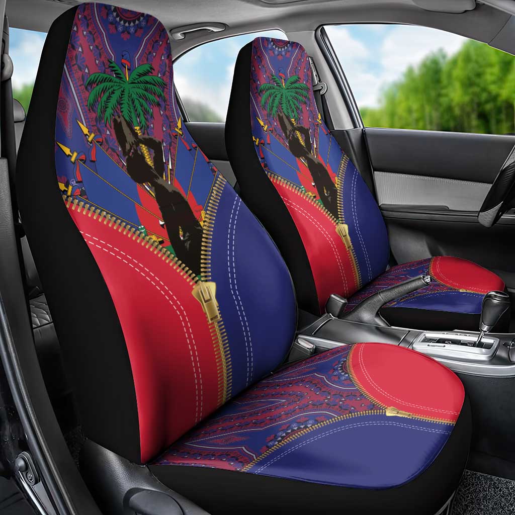 Afro Haiti Heritage Month Car Seat Cover Zipper Stylized