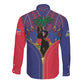 Afro Haiti Heritage Month Long Sleeve Button Shirt Zipper Stylized