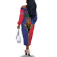 Afro Haiti Heritage Month Off The Shoulder Long Sleeve Dress Zipper Stylized