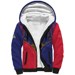 Afro Haiti Heritage Month Sherpa Hoodie Zipper Stylized