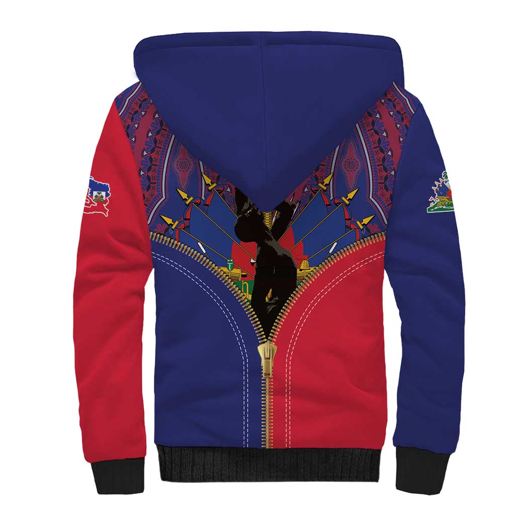 Afro Haiti Heritage Month Sherpa Hoodie Zipper Stylized