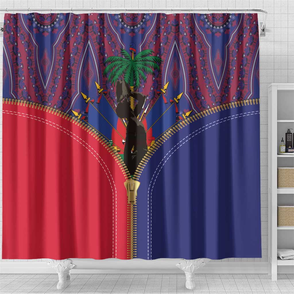 Afro Haiti Heritage Month Shower Curtain Zipper Stylized