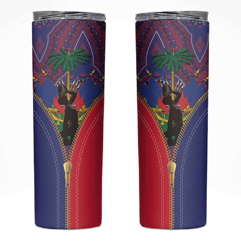 Afro Haiti Heritage Month Skinny Tumbler Zipper Stylized