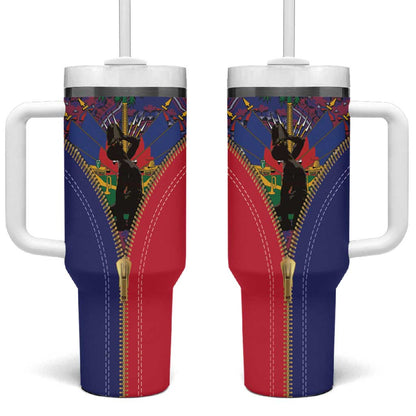 Afro Haiti Heritage Month Tumbler With Handle Zipper Stylized
