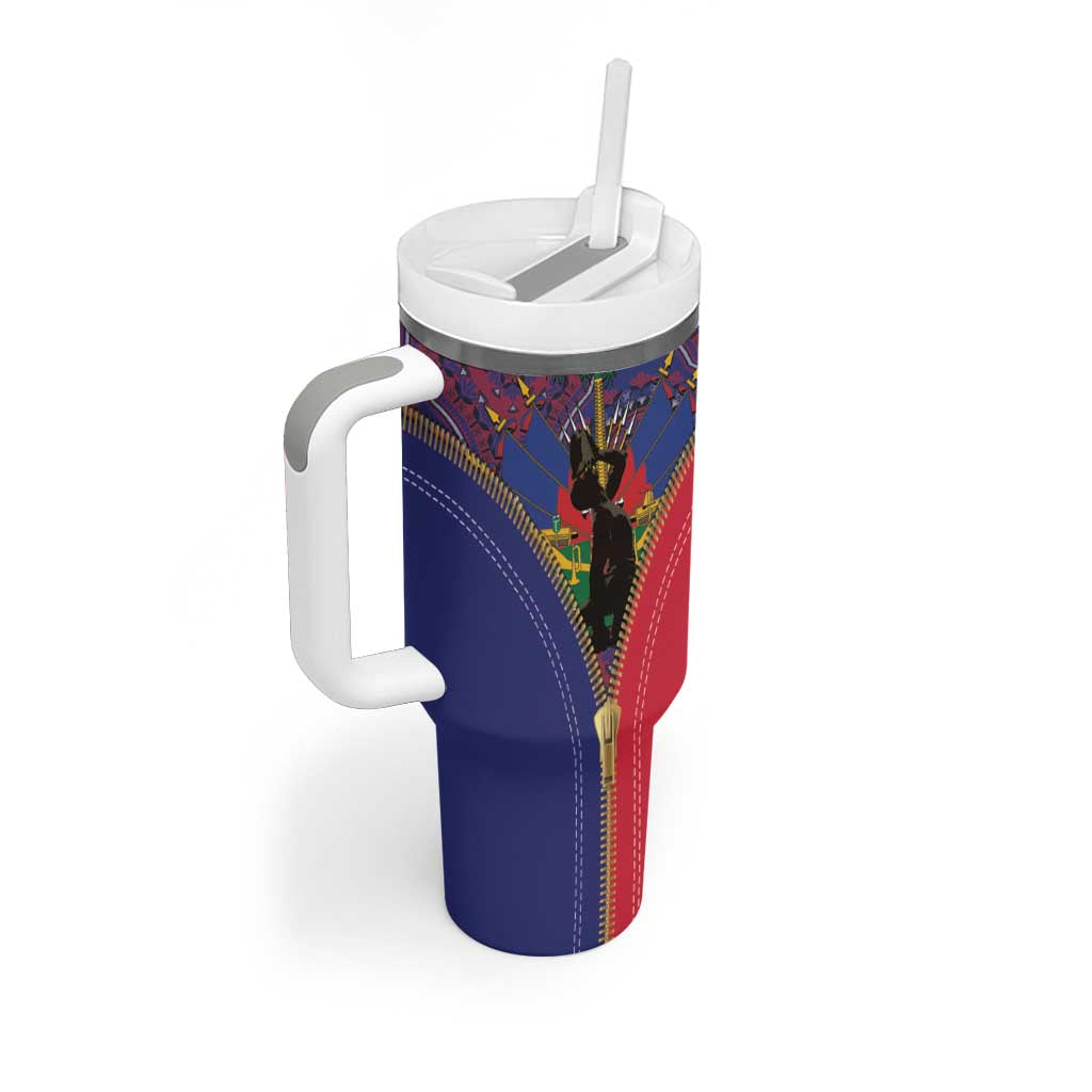 Afro Haiti Heritage Month Tumbler With Handle Zipper Stylized