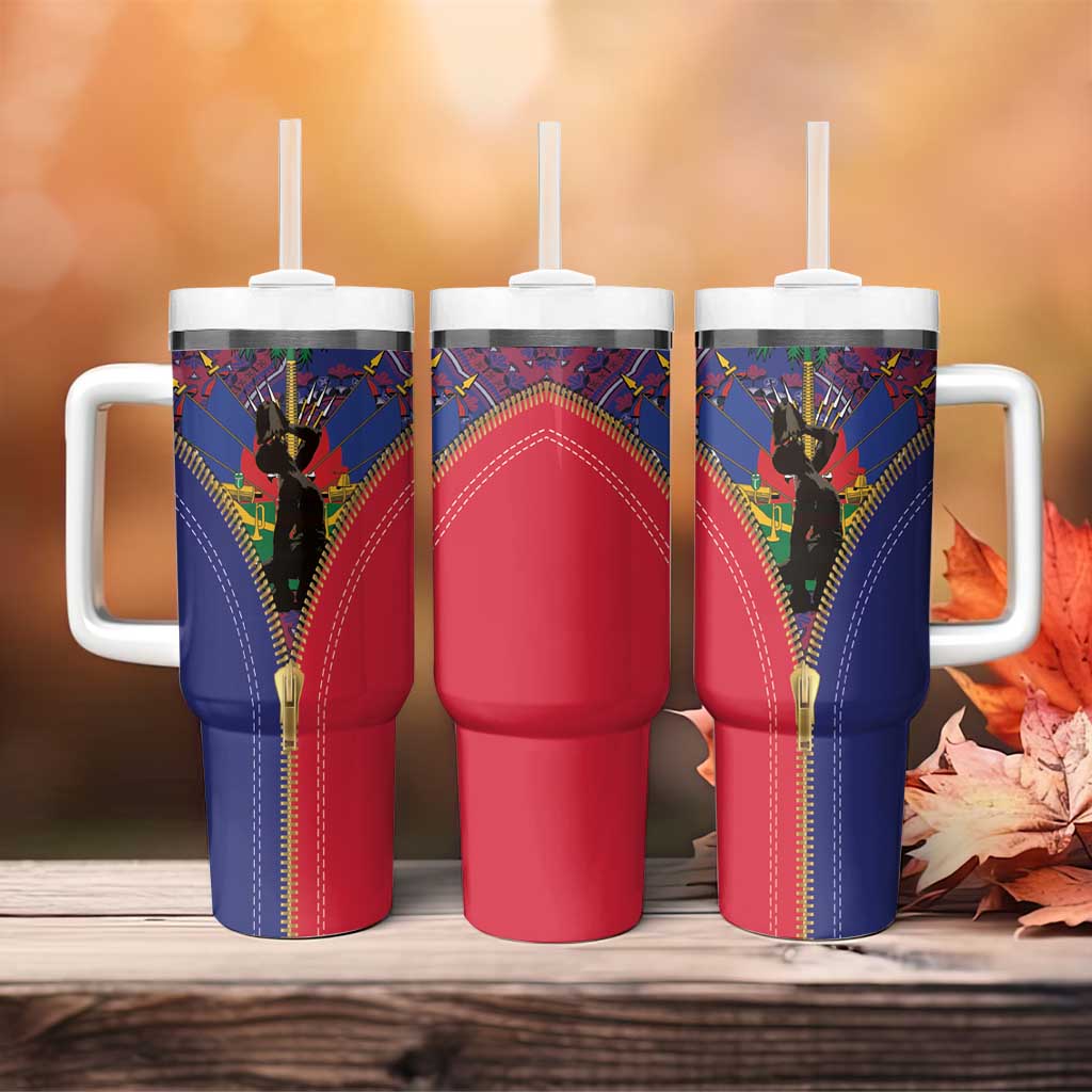 Afro Haiti Heritage Month Tumbler With Handle Zipper Stylized