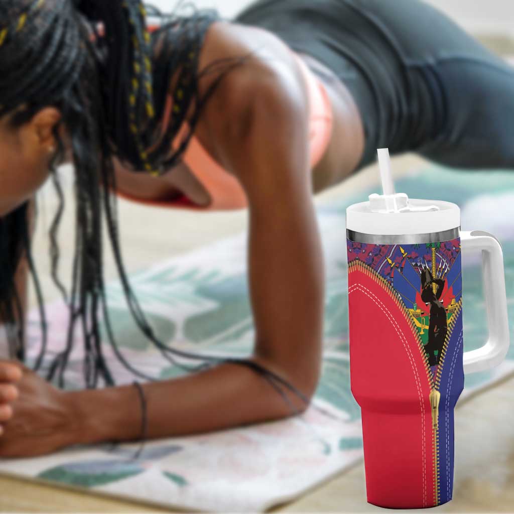 Afro Haiti Heritage Month Tumbler With Handle Zipper Stylized