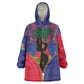 Afro Haiti Heritage Month Wearable Blanket Hoodie Zipper Stylized