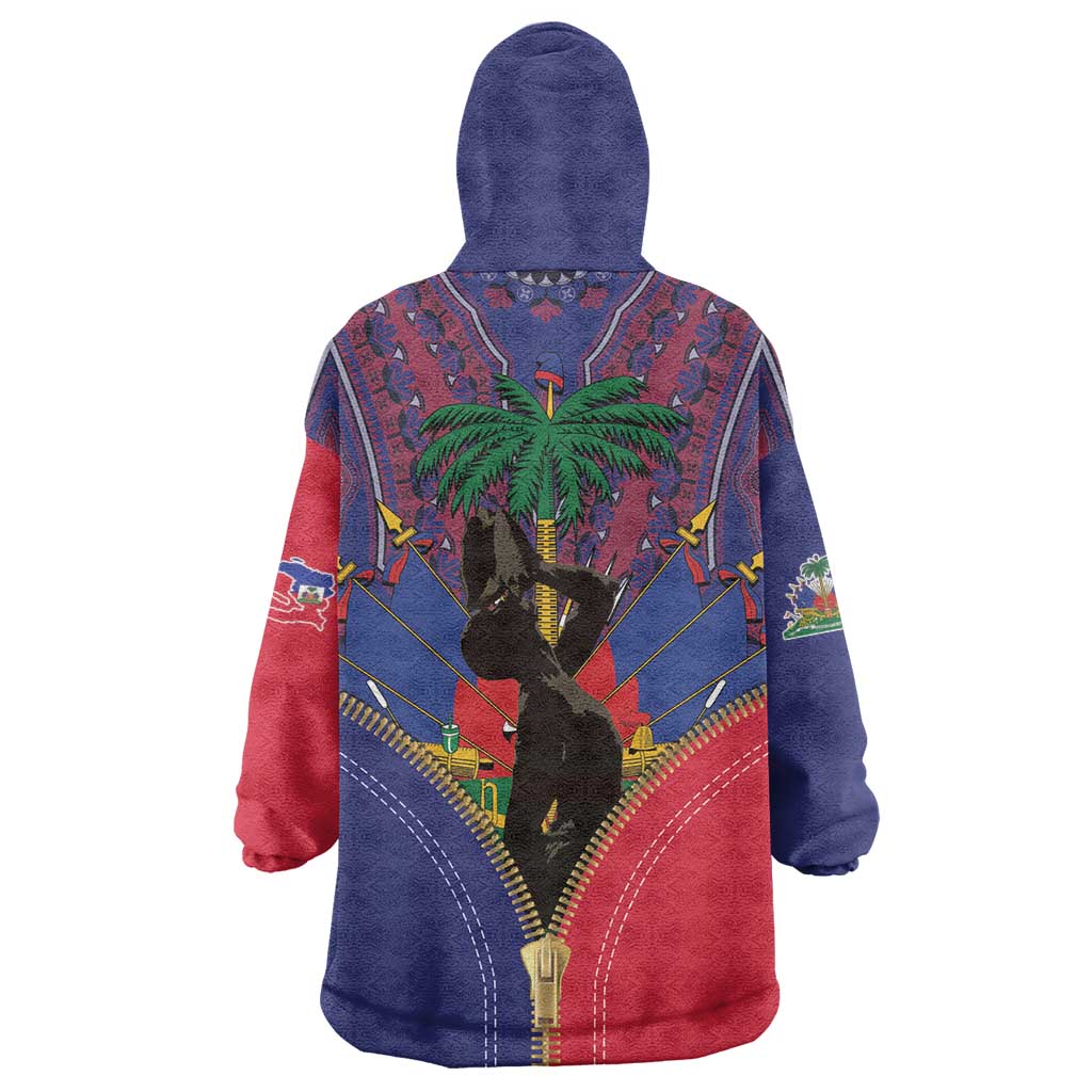 Afro Haiti Heritage Month Wearable Blanket Hoodie Zipper Stylized